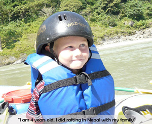 4 years old boy done Rafting in Nepal 